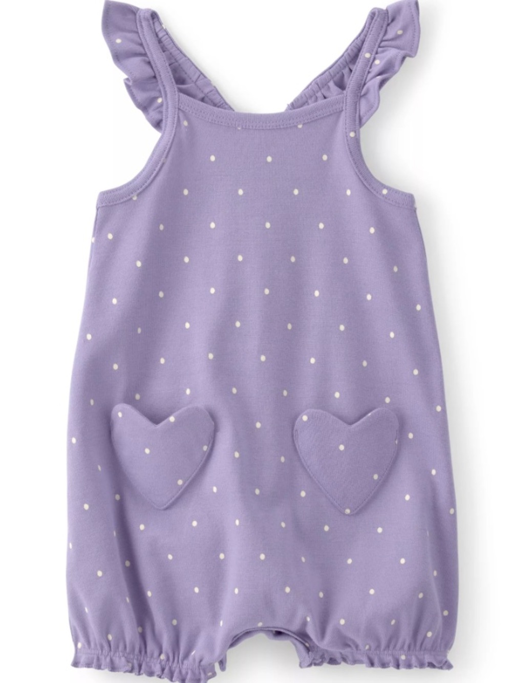 Carter's Lavender Polka Dot Heart Pocket Romper